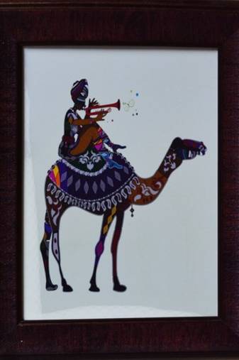 Camel Theme Satin Matt Texture Framed UV Art Print