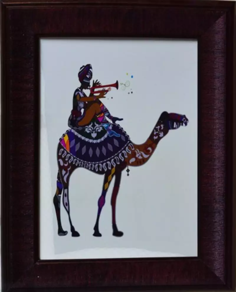 Camel Theme Satin Matt Texture Framed UV Art Print