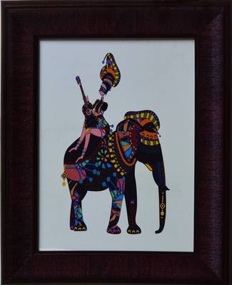 Elephant Theme Satin Matt Texture Framed UV Art Print 1