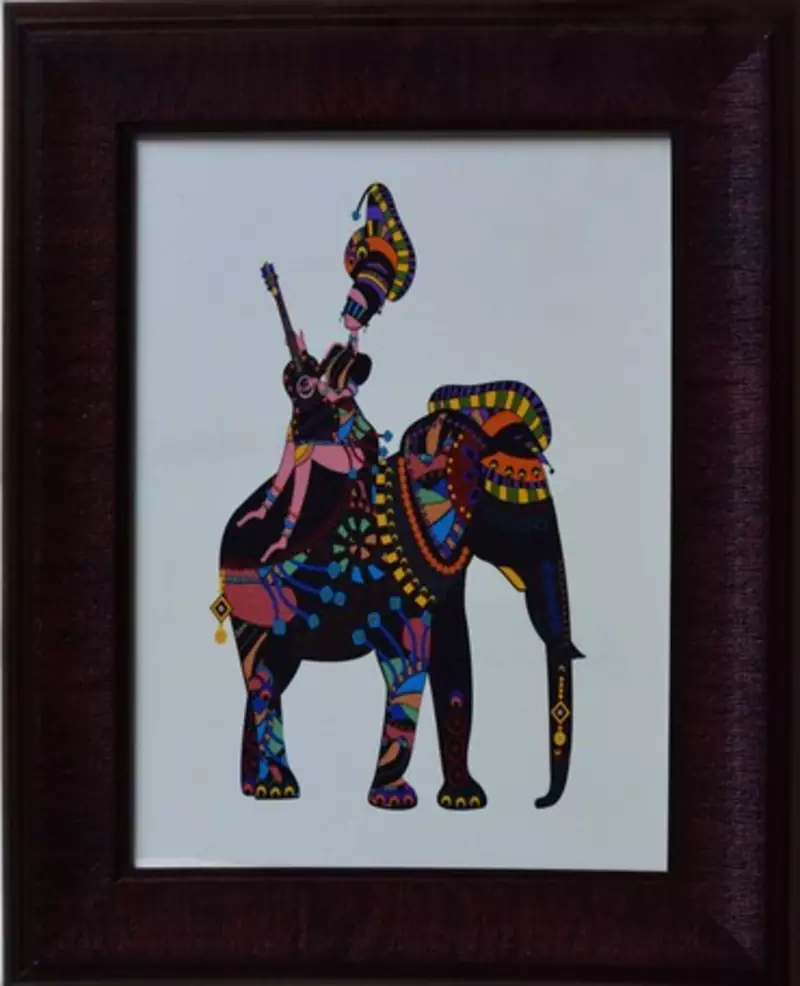 Elephant Theme Satin Matt Texture Framed UV Art Print