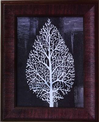 Decorative Leaf Satin Matt Texture Framed UV Art Print 1