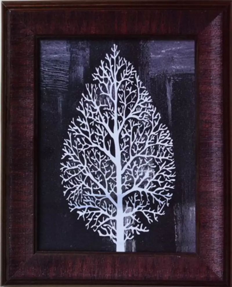 Decorative Leaf Satin Matt Texture Framed UV Art Print