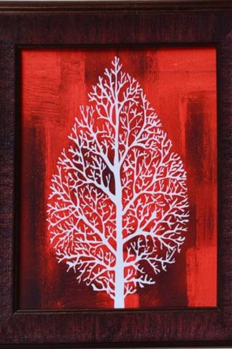 Decorative Leaf Satin Matt Texture Framed UV Art Print