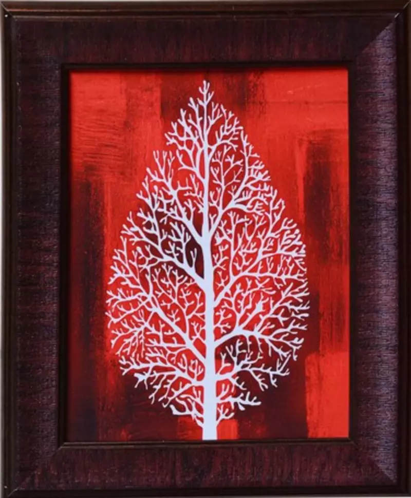 Decorative Leaf Satin Matt Texture Framed UV Art Print
