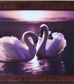 2 Swans Design Satin Matt Texture Framed UV Art Print