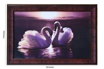 2 Swans Design Satin Matt Texture Framed UV Art Print 2