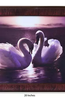2 Swans Design Satin Matt Texture Framed UV Art Print