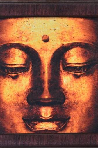 Meditating Buddha Head Satin Matt Texture Framed UV Art Print