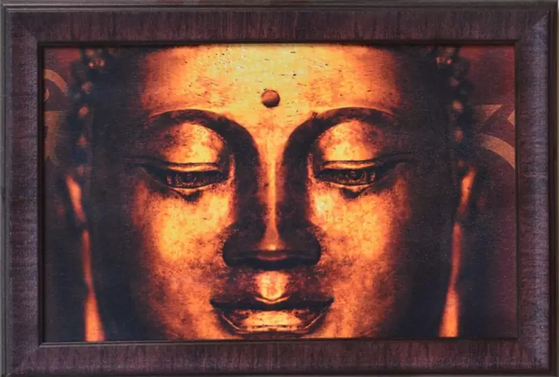 Meditating Buddha Head Satin Matt Texture Framed UV Art Print