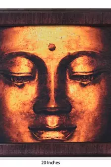 Meditating Buddha Head Satin Matt Texture Framed UV Art Print