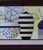 Floral Theme Satin Matt Texture Framed UV Art Print