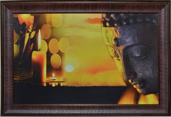 Spritual Buddha Head Satin Matt Texture Framed UV Art Print 1
