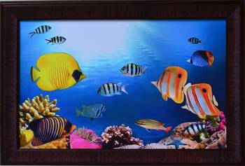 3D Sea Life view Design Satin Matt Texture Framed UV Art Print 1