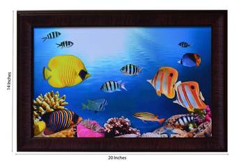 3D Sea Life view Design Satin Matt Texture Framed UV Art Print 2