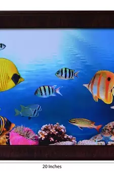 3D Sea Life view Design Satin Matt Texture Framed UV Art Print