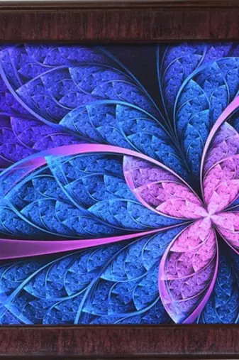 Purple Leaf Design Satin Matt Texture Framed UV Art Print