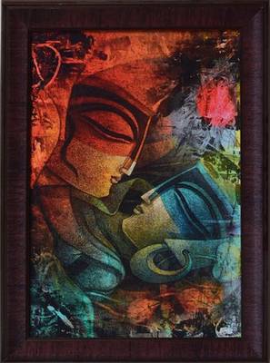 Abstract Couple Satin Matt Texture Framed UV Art Print 1