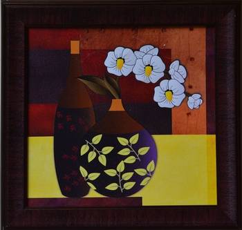 Floral Theme Satin Matt Texture Framed UV Art Print 1