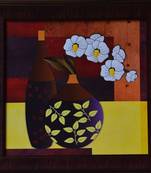 Floral Theme Satin Matt Texture Framed UV Art Print