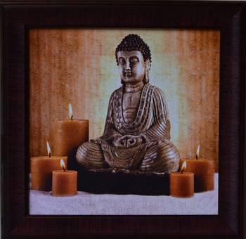 Spritual Buddha Head Satin Matt Texture Framed UV Art Print 1