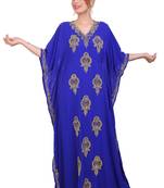 Royal Blue Zari Stone Work Georgette Islamic Style Beads Embedded Partywear Kaftan Long Gown Evening wear Dubai kaftan