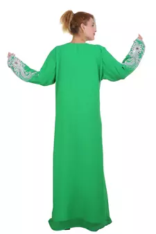 parrot Green Zari Stone Work Georgette Islamic Style Beads Embedded Partywear Kaftan Long Gown Dubai kaftan