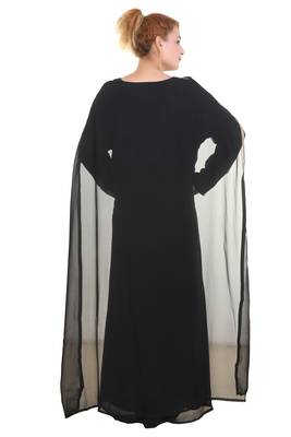 Black Zari Stone Work Georgette Islamic Style Beads Embedded Partywear Kaftan Long Gown Evening wear Dubai kaftan 5