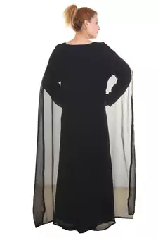 Black Zari Stone Work Georgette Islamic Style Beads Embedded Partywear Kaftan Long Gown Evening wear Dubai kaftan