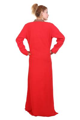 Red Zari Stone Work Georgette Islamic Style Beads Embedded Partywear Kaftan Long Gown Evening wear Dubai kaftan 5