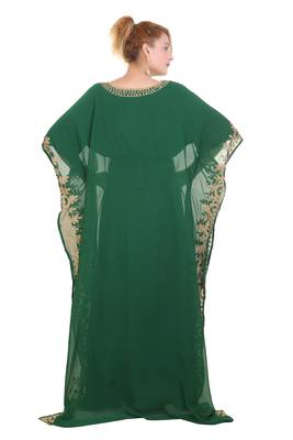 Green Aari Stone Work Georgette Islamic Style Beads Embedded Partywear Kaftan Long Gown Evening wear Dubai kaftan 5