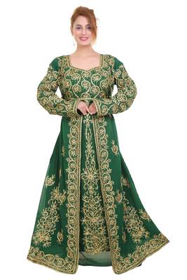 Green Georgette Aari Work Kaftan  1