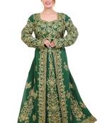 Green Georgette Aari Work Kaftan