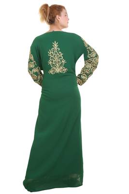 Green Georgette Aari Work Kaftan  5
