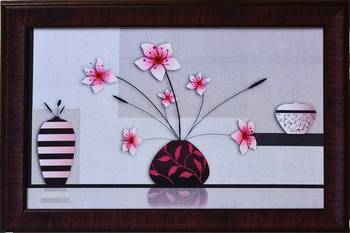 Floral Theme Satin Matt Texture Framed UV Art Print 1