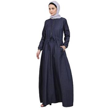 Fashionable Zipper Denim abaya 2
