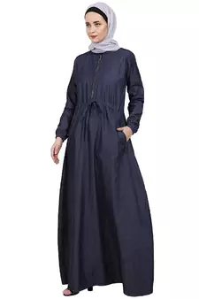 Fashionable Zipper Denim abaya
