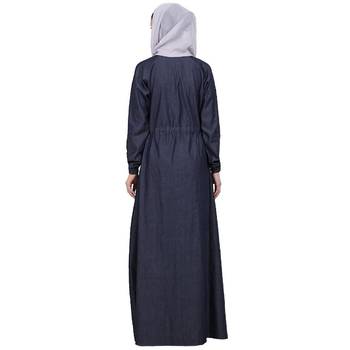 Fashionable Zipper Denim abaya 4