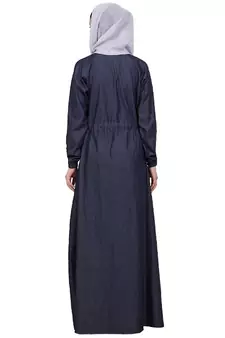 Fashionable Zipper Denim abaya