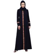 Elegant front open abaya with embroidery work- Navy Blue