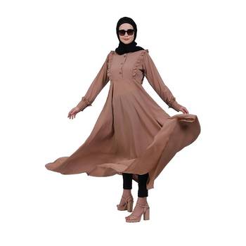 Umbrella abaya with frills- Beige 3