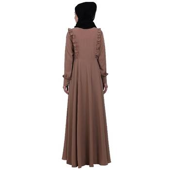 Umbrella abaya with frills- Beige 4
