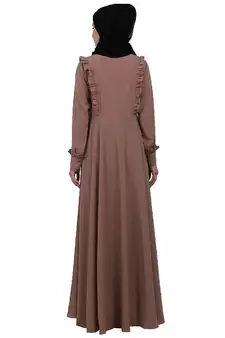 Umbrella abaya with frills- Beige