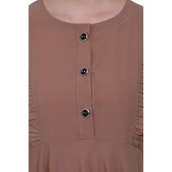Umbrella abaya with frills- Beige 5