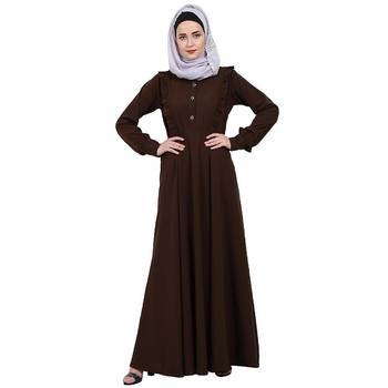 Umbrella abaya with frills- Coffee Brown 1
