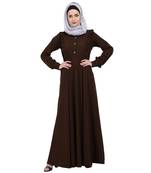 Umbrella abaya with frills- Coffee Brown