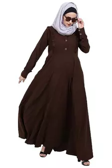 Umbrella abaya with frills- Coffee Brown