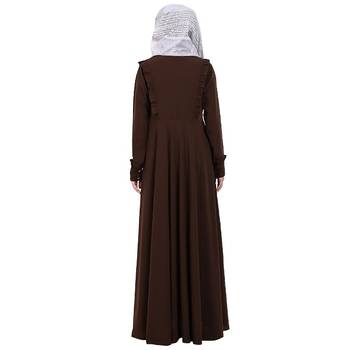 Umbrella abaya with frills- Coffee Brown 4