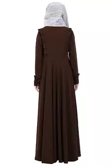 Umbrella abaya with frills- Coffee Brown