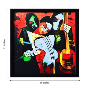 Abstract Couple playing Musical Instruments Satin Matt Texture Framed UV Art Print 2