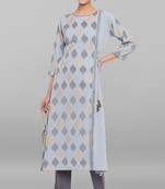 Janasya Blue printed crepe kurta